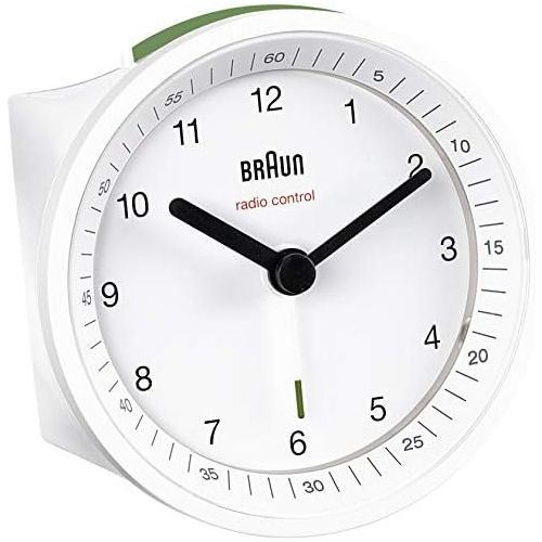브라운 Braun BNC007WHWHRC Radio Controlled Alarm Clock, Plastik, White, 8 x 8 x 6.5 cm