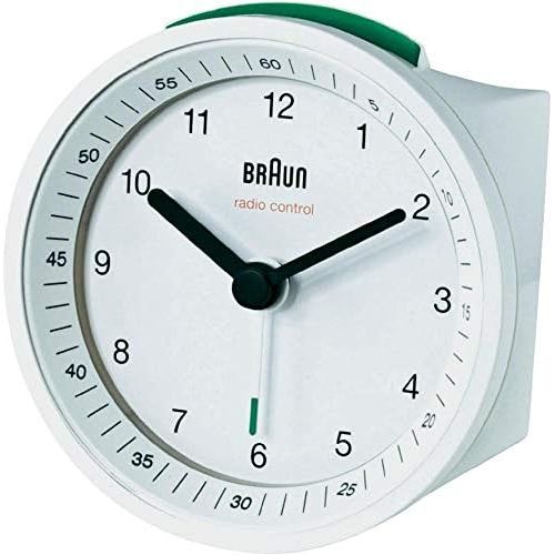 브라운 Braun BNC007WHWHRC Radio Controlled Alarm Clock, Plastik, White, 8 x 8 x 6.5 cm