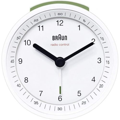 브라운 Braun BNC007WHWHRC Radio Controlled Alarm Clock, Plastik, White, 8 x 8 x 6.5 cm