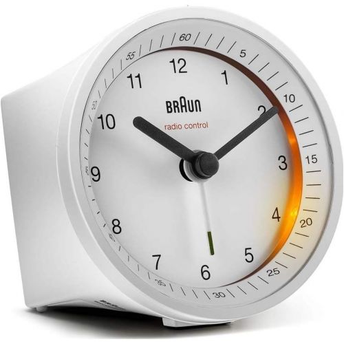 브라운 Braun BNC007WHWHRC Radio Controlled Alarm Clock, Plastik, White, 8 x 8 x 6.5 cm
