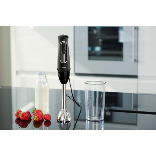 브라운 [아마존베스트]Braun MultiQuick 5 Immersion Hand Blender Patented Technology - Powerful 350 Watt - Dual Speed - Includes Beaker, Whisk, 505, Black