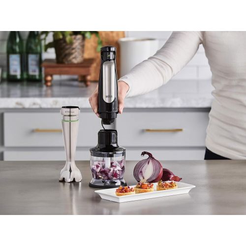 브라운 Braun MQ7035X 3-in-1 Immersion Hand, Powerful 500W Stainless Steel Stick Blender Variable Speed + 2-Cup Food Processor, Whisk, Beaker, Faster, Finer Blending, MultiQuick