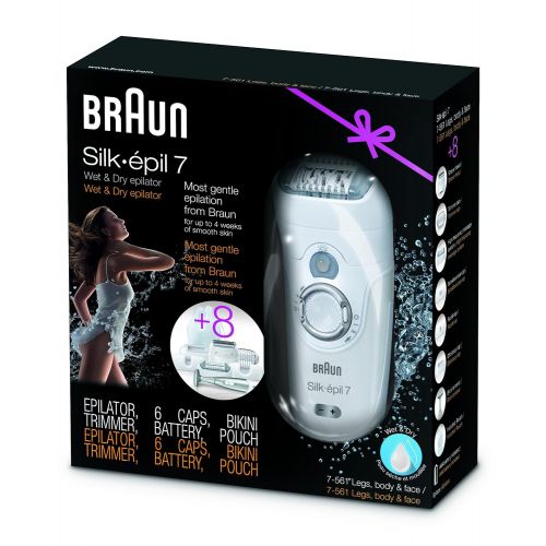 브라운 Braun Womens Epilator, Silk-epil 7 7-561 Electric Hair Removal, Wet & Dry, Shaver with Bikini Trimmer (Packaging May Vary)