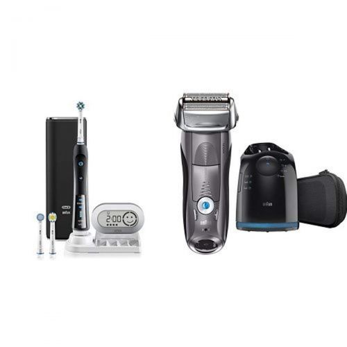 브라운 Oral-B Pro 7000 Black Electric Power Rechargeable Toothbrush & Braun 7865cc Wet & Dry Electric Shaver, Clean & Charge System, Cordless Razor, Trimmer, Travel Case