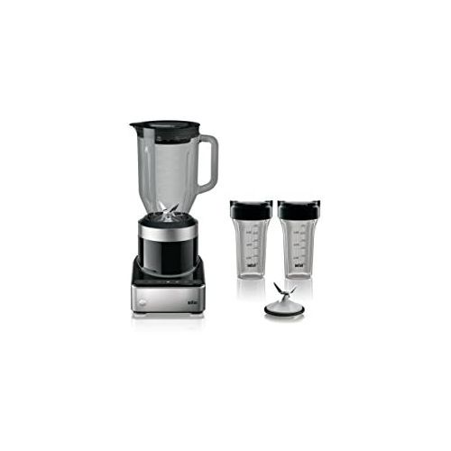 브라운 Braun JB7352 BKS PureMix Power Countertop Blender with Glass Jug & Smoothie2Go Cups, 56 fl. oz, Black