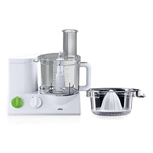 브라운 Braun FP3020 12 Cup Food Processor Ultra Quiet Powerful motor, includes 7 Attachment Blades + Chopper and Citrus Juicer , Made in Europe with German Engineering