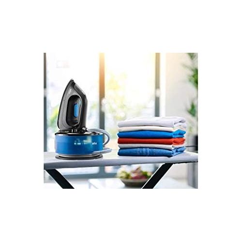 브라운 Braun CareStyle Compact IS2055BK Buegelstation (3D Eloxal Plus Sohle, Leistung 2200 W, Tank 1.3 L, konstanter Dampfstoss 125 g/min, Dampfstoss 400 g/min) blau/schwarz