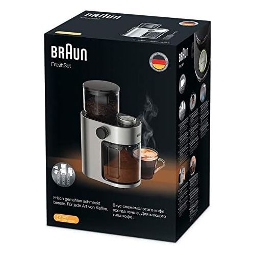 브라운 Braun FreshSet KG7070 Kaffeemuehle | French Press, Filterkaffee, Espresso | 15 Mahlgrad-Einstellungen | 2-12 Tassen | Fuer 220g Kaffee
