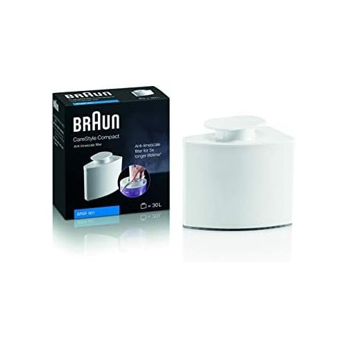 브라운 Braun BRSF 001 Anti-Kalkfilter  kompatibel mit Braun Dampfbuegelstationen CareStyle Compact, reicht fuer 30 Liter/23 Wassertankbefuellungen, fuer eine langere Lebensdauer von Dampfbueg