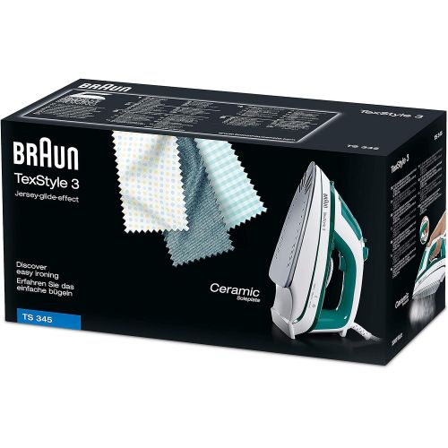  De’Longhi Braun TexStyle 3 TS 345 Dampfbuegeleisen | Keramik-Buegelsohle | 2.000 W | Turbo-Dampfstoss: 100 g/min | Variabler Dampf: 25 g/min | 300 ml Wassertank