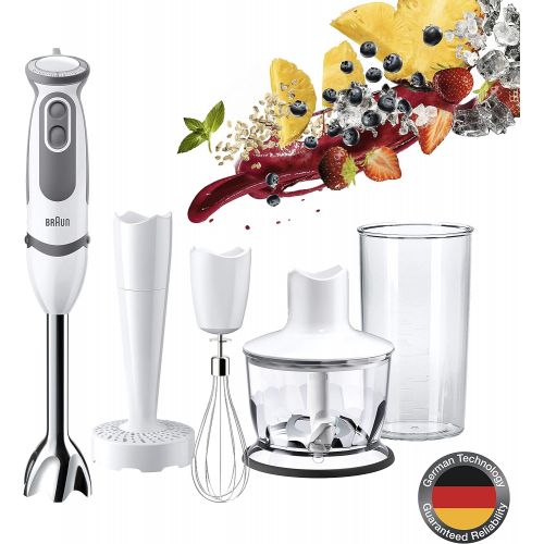 브라운 Braun MultiQuick 5 Vario MQ 5037 Stabmixer, 750 W, Kartoffel- und Gemuesestampfer, Edelstahl-Schneebesen, EasyClick System, PowerBell Technologie