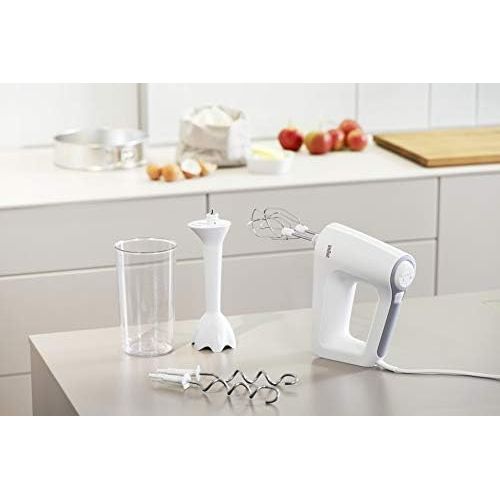  Braun Household Braun MultiMix 3 Handmixer HM 3105 (500 Watt Handruehrgerat, 5 Geschwindigkeitsstufen + Turbo-Funktion, inkl. Schneebesen, Knethaken, PowerBell Mixfuss und 600 ml Mix- und Messbecher