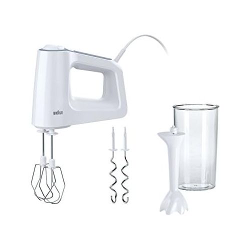  Braun Household Braun MultiMix 3 Handmixer HM 3105 (500 Watt Handruehrgerat, 5 Geschwindigkeitsstufen + Turbo-Funktion, inkl. Schneebesen, Knethaken, PowerBell Mixfuss und 600 ml Mix- und Messbecher