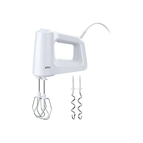  Braun Household Braun MultiMix 3 Handmixer HM 3000 (450 Watt Handruehrgerat, 5 Geschwindigkeitsstufen + Turbo-Funktion, inkl. Schneebesen und Knethaken) weiss