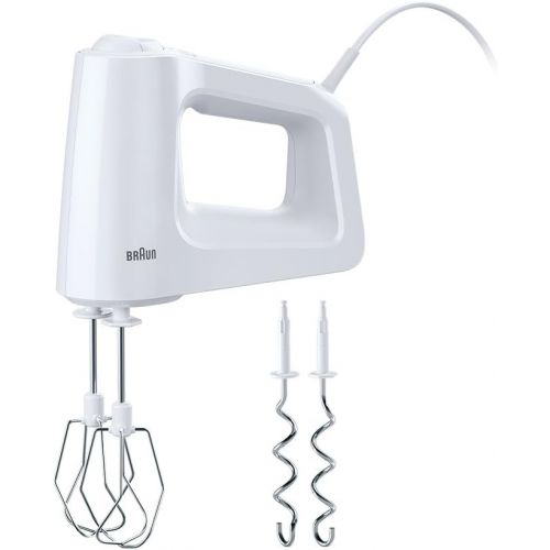  Braun Household Braun MultiMix 3 Handmixer HM 3000 (450 Watt Handruehrgerat, 5 Geschwindigkeitsstufen + Turbo-Funktion, inkl. Schneebesen und Knethaken) weiss