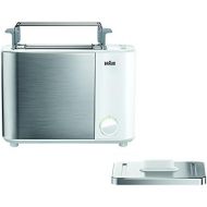 Braun Household Braun IDCollection Toaster HT5010 WH - Double Slot, Bagel Function for One-sided Toaster, 13 Roasts, Defrost Function, Including Bun Attachment, 1000 W, White/Stainless Steel