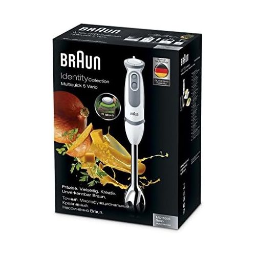  Braun Household Braun MultiQuick 5 Vario MQ 5000 Stabmixer | 750 W | EasyClick System | PowerBell Technologie | 21 Geschwindigkeitsstufen | Mixen und Puerieren
