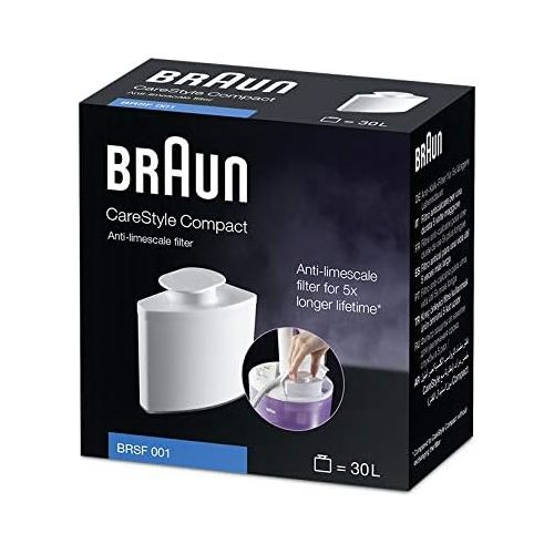  Braun Household Braun BRSF 001 Anti-Kalkfilter  kompatibel mit Braun Dampfbuegelstationen CareStyle Compact, reicht fuer 30 Liter/23 Wassertankbefuellungen, fuer eine langere Lebensdauer von Dampfbueg
