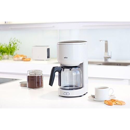  [아마존베스트]Braun Household Braun KF 3100 WH Filter Coffee Machine | Coffee Machine for 10 Cups Filter Coffee | Drip Stop | OptiBrew System | White