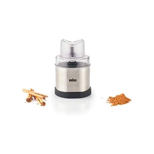 브라운 [아마존베스트]Braun MQ 60 Coffee and Spice Grinder Attachment - EasyClick Accessories for Braun Hand Blender MQ 3 and MQ 5, 350ml Capacity Stainless Steel