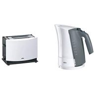 [아마존베스트]Braun Household Braun Multiquick 3 HT450 Toaster Double Slot Toaster White [Energy Class A] & Braun Multiquik 3 WK 300 Kettle with Automatic Shut-Off 1.7 Litres 2200 Watt White