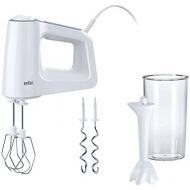 Braun Household Braun MultiMix 3 HM 3105 Hand Mixer (500 Watt Hand Mixer, 5 Speed Levels + Turbo Function, Includes Whisk, Dough Hook, PowerBell Mixing Base and 600 ml Mixing and Measuring Cup) Wh