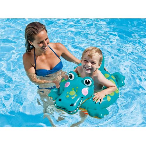  Brave 3 Pack Animal Head Split Ring Pool Swim Ring Baby Neck Float Floats Toddler Inflatable Ring with Hand Pump Suitable for 3-6 Years Old