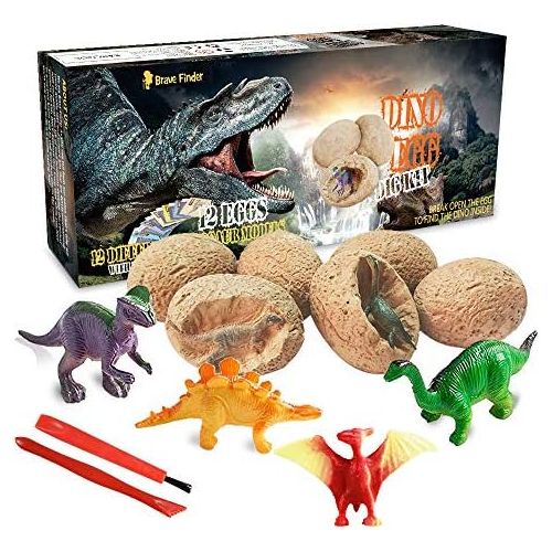  [아마존베스트]Dinosaur Toys, Dino Egg Dig Kit Kids Gifts - Break Open 12 Unique Dinosaur Eggs and Discover 12 Cute Dinosaurs - Easter Archaeology Science STEM Kids Toys for Age 6+Years Old Boys