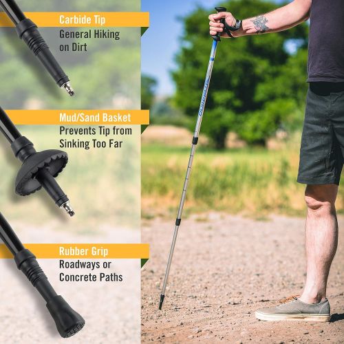  Brazos Walking Sticks Trekking Poles: Collapsible Hiking/Walking Stick with Integrated Anti...