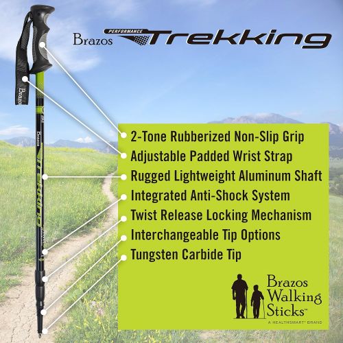 Brazos Walking Sticks Trekking Poles: Collapsible Hiking/Walking Stick with Integrated Anti...