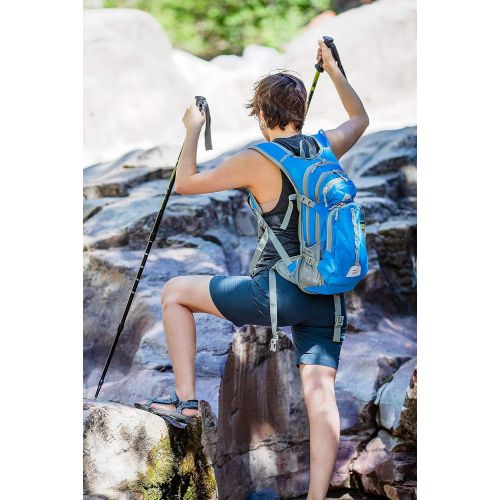  Brazos Trekking Poles: Collapsible Hiking/Walking Stick with Integrated Anti Shock Technology and Interchangeable Tip - Adjustable Height Trail Poles for Men and Women - 2 Pack, Gr