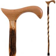 Brazos 37 Free Form Twisted Hickory Handcrafted Wood Cane with Derby Handle, Made in the USA
