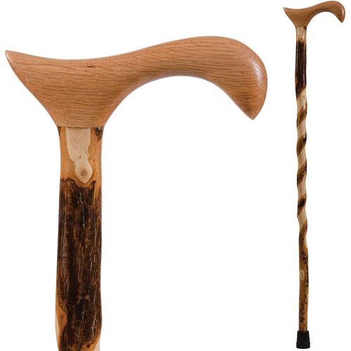  Brazos 37 Free Form Twisted Hickory Handcrafted Wood Cane with Derby Handle, Made in the USA