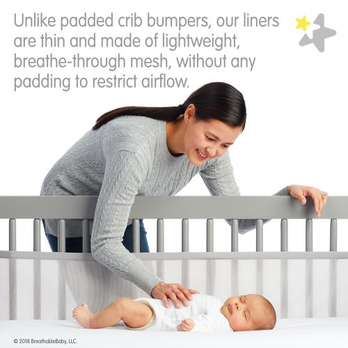  BreathableBaby Classic Baby Mesh Mini Crib Liner, Safer for Baby, Anti-Bumper, White