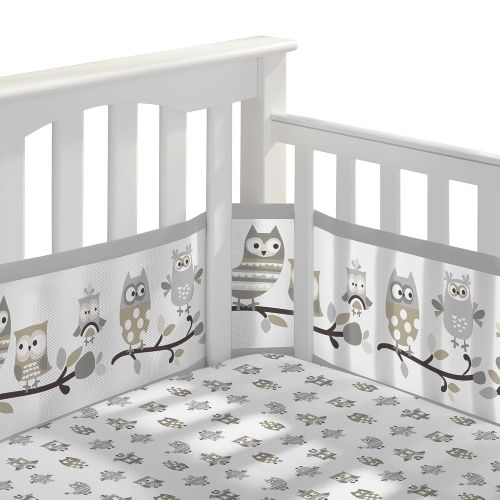  BreathableBaby 3pc Classic Crib Bedding Set Owl Fun Gray