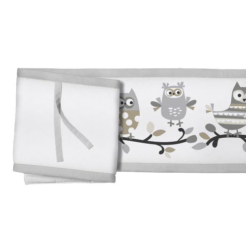  BreathableBaby 3pc Classic Crib Bedding Set Owl Fun Gray