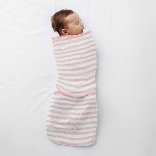  BreathableBaby Adjustable 3-in-1 Soft Premium Cotton Swaddle Trio, One Size (0-4 Months) - Pink Watercolor Stripe
