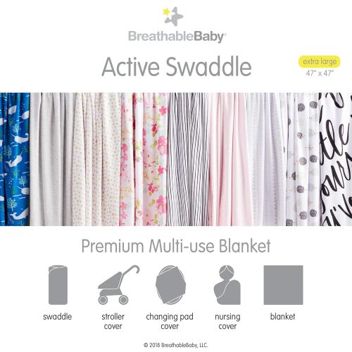  BreathableBaby Active Swaddle 2 Pack - Hedgehog and Stripes