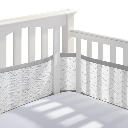  [아마존베스트]BreathableBaby Classic Breathable Mesh Crib Liner - Gray Chevron