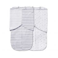 BreathableBaby Premium Cotton Swaddle Trio 2 Pack - Gray Stars and Stripes