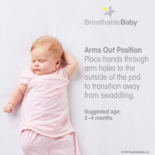  BreathableBaby Adjustable 3-in-1 Soft Premium Cotton Swaddle Trio 2 Pack, One Size (0-4 months) - Pink Stars and Stripes