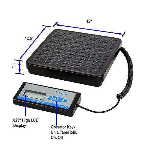  [아마존베스트]Brecknell Heavy Duty Digital Shipping Postal Scale for Packages | 150 lb Capacity | Battery Operated Portal Scale for Commerial, Industrial & Warehouse (PS150)