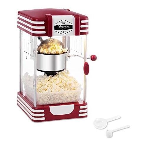  [아마존베스트]Bredeco Bcpk 3-300-46Popcorn Machine Popcorn Maker (300W/100Small Quantity Mais 57g, Teflon coatingRed + Measuring Spoons, 28.5x 32.5x 18cm Retro