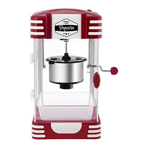  [아마존베스트]Bredeco Bcpk 3-300-46Popcorn Machine Popcorn Maker (300W/100Small Quantity Mais 57g, Teflon coatingRed + Measuring Spoons, 28.5x 32.5x 18cm Retro