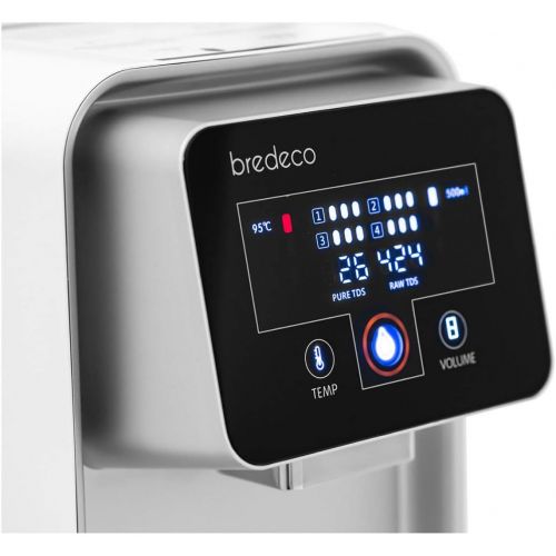  bredeco BCWD-5L Hot Water Dispenser 5 Litres 4 Filters up to 95 °C 4 Heat Settings 2,200 W Water Dispenser Hot Water Heater Thermo Pot