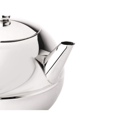  Bredemeijer bredemeijer Bella Ronde Double Walled Teapot, 1.2-Liter, Stainless Steel Glossy Finish with Chromium Settings