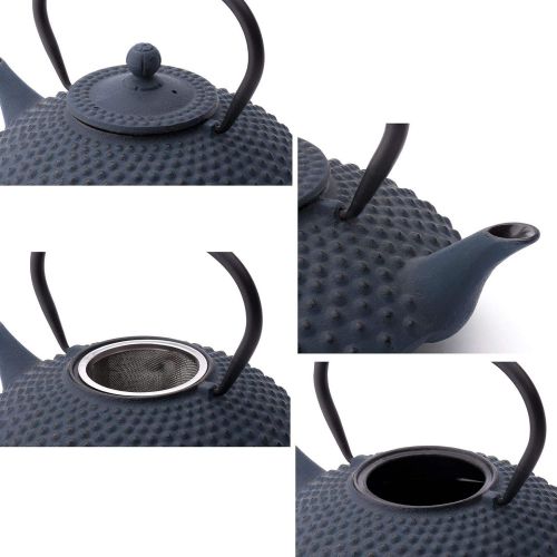  [아마존베스트]Bredemeijer Jing G002B Asian Teapot Cast Iron 1.25 Litre Pimple Structure Blue