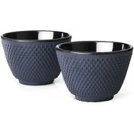 [아마존베스트]Bredemeijer Asian Tea Cups, Cast Iron, Dark Blue, Studded Structure Set of 2