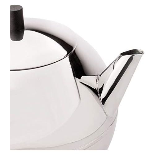  [아마존베스트]Bredemeijer Duet Meteor 4304Z Double-Walled Teapot 1.2 Litre Glossy Stainless Steel Black Fittings