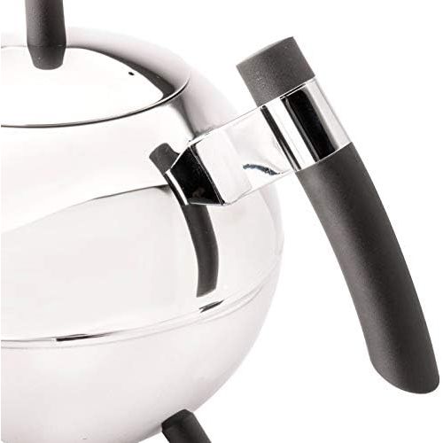  [아마존베스트]Bredemeijer Duet Meteor 4304Z Double-Walled Teapot 1.2 Litre Glossy Stainless Steel Black Fittings